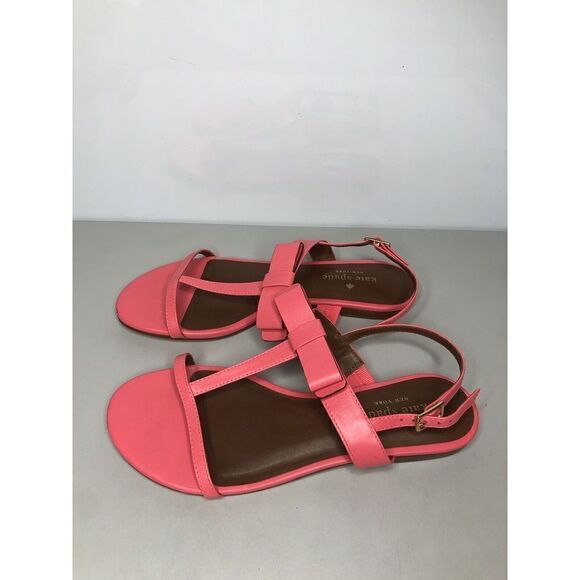 Kate Spade Hot Pink Leather Bow Open Toe Strap Sandals Women Sz 6.5MUS/37EU - Picture 13 of 16